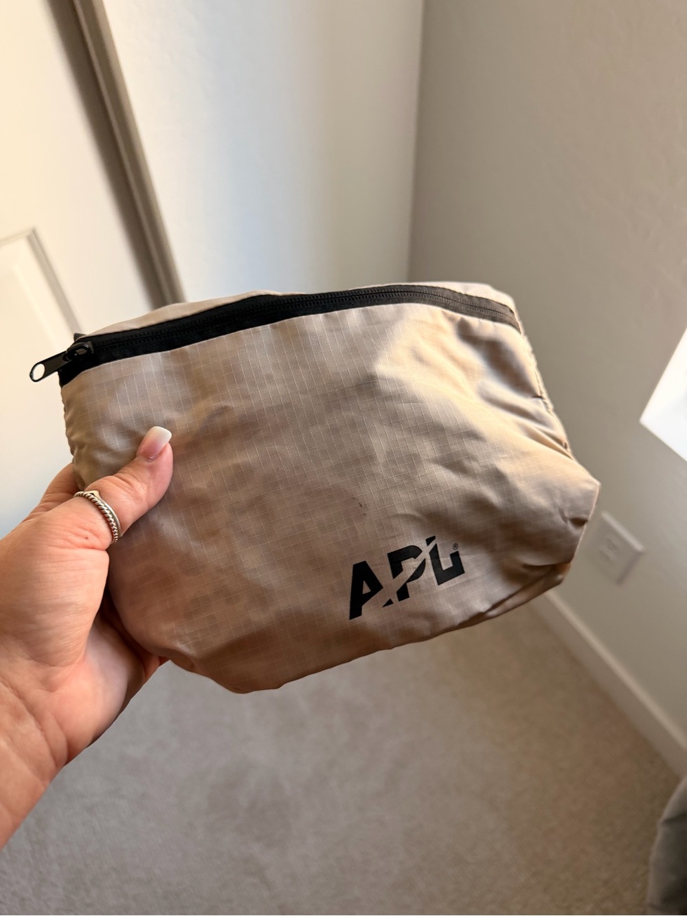 APL Beige Travel Pouch - Compact backpack Accessory Bag